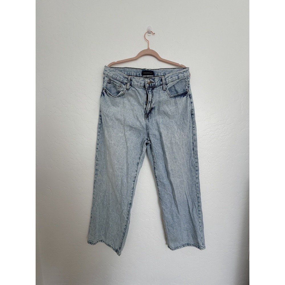 Aeropostale Baggy Jeans Mens 34x30 Light Wash Blue Wide Leg Denim Pants